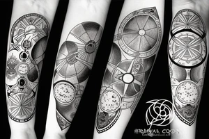tarot moon star wheel of fortune sleeve tattoo idea