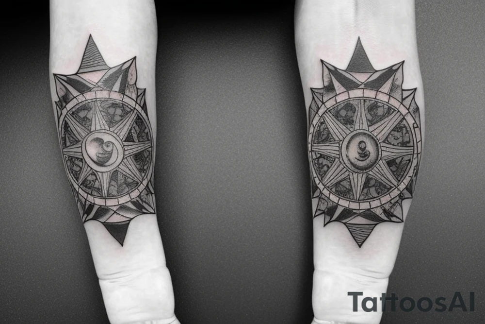 tarot moon star wheel of fortune sleeve tattoo idea