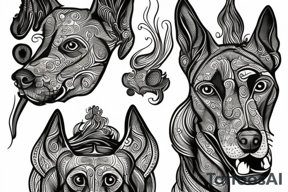 Angry belgian shepherd malinois tattoo idea