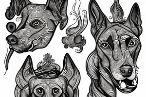 Angry belgian shepherd malinois tattoo idea
