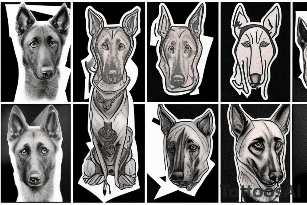 Angry belgian shepherd malinois tattoo idea