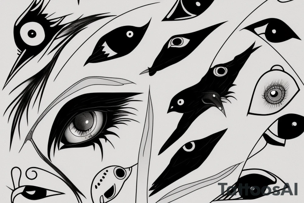 itachi raven with eyes tattoo idea