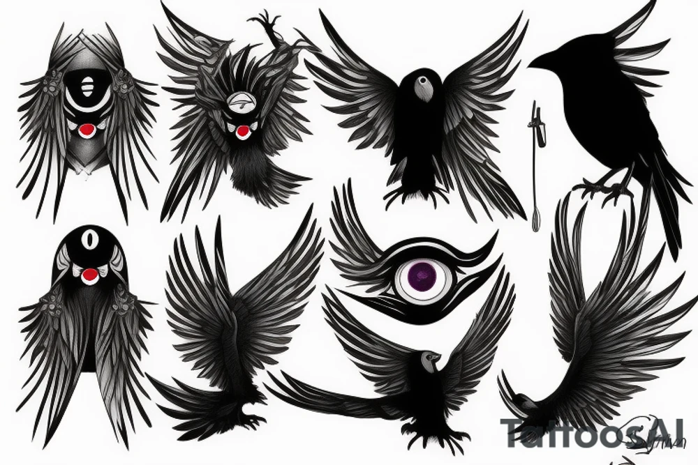 itachi raven with eyes tattoo idea