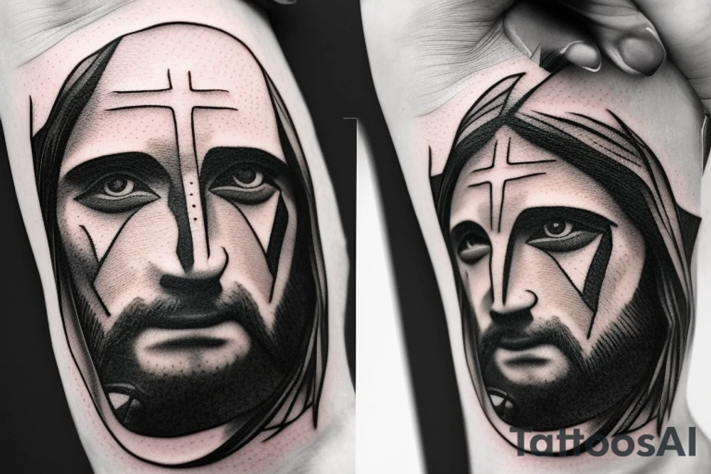Jesus face crossed with fly tattoo idea