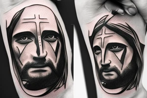 Jesus face crossed with fly tattoo idea