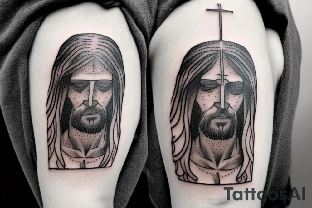 Jesus face crossed with fly tattoo idea