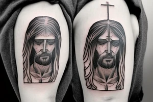 Jesus face crossed with fly tattoo idea