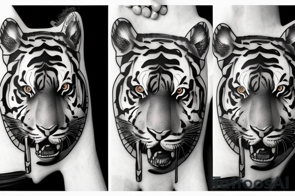 Tiger footprint with his face tattoo idea