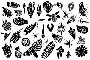 combination of fly and nails tattoo idea