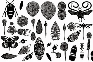 combination of fly and nails tattoo idea