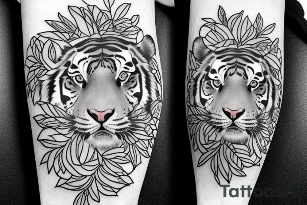 Tiger footprint hides in flower tattoo idea