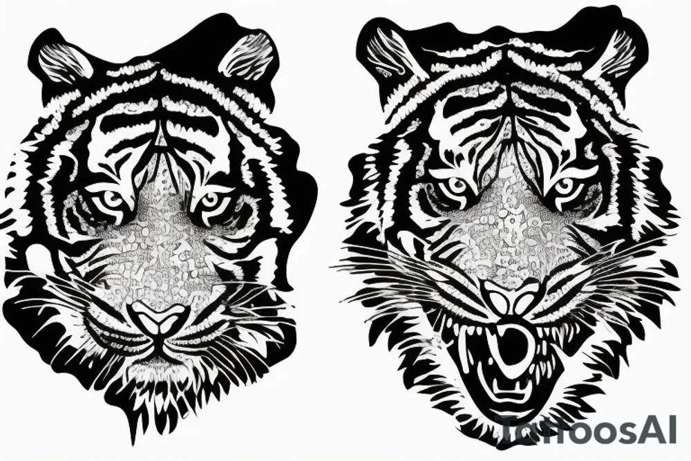 Tiger footprint hides in flower tattoo idea