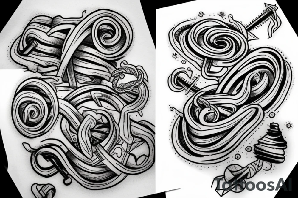 screw twisted into a knot tattoo idea