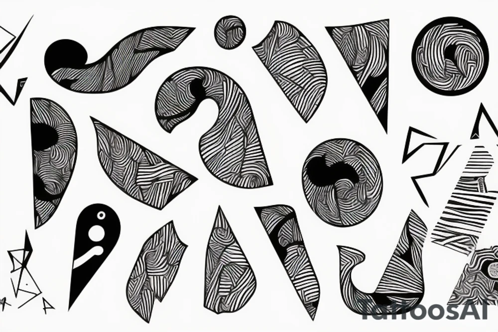 Abstract lines with ram tattoo idea