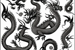 Dragon with pink flowers tattoo idea