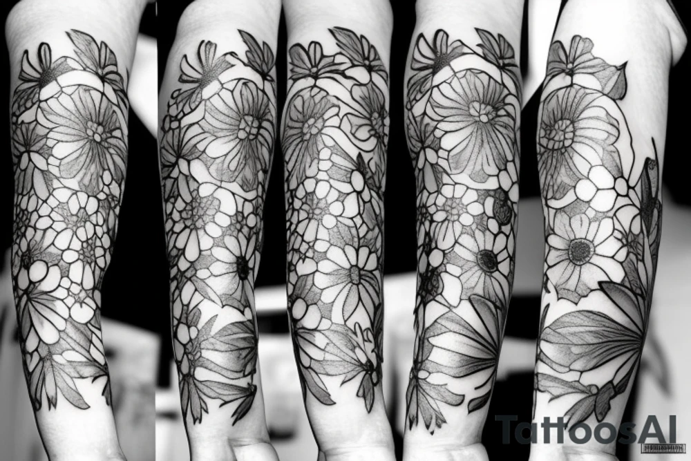 bouquet of flowers tattoo idea