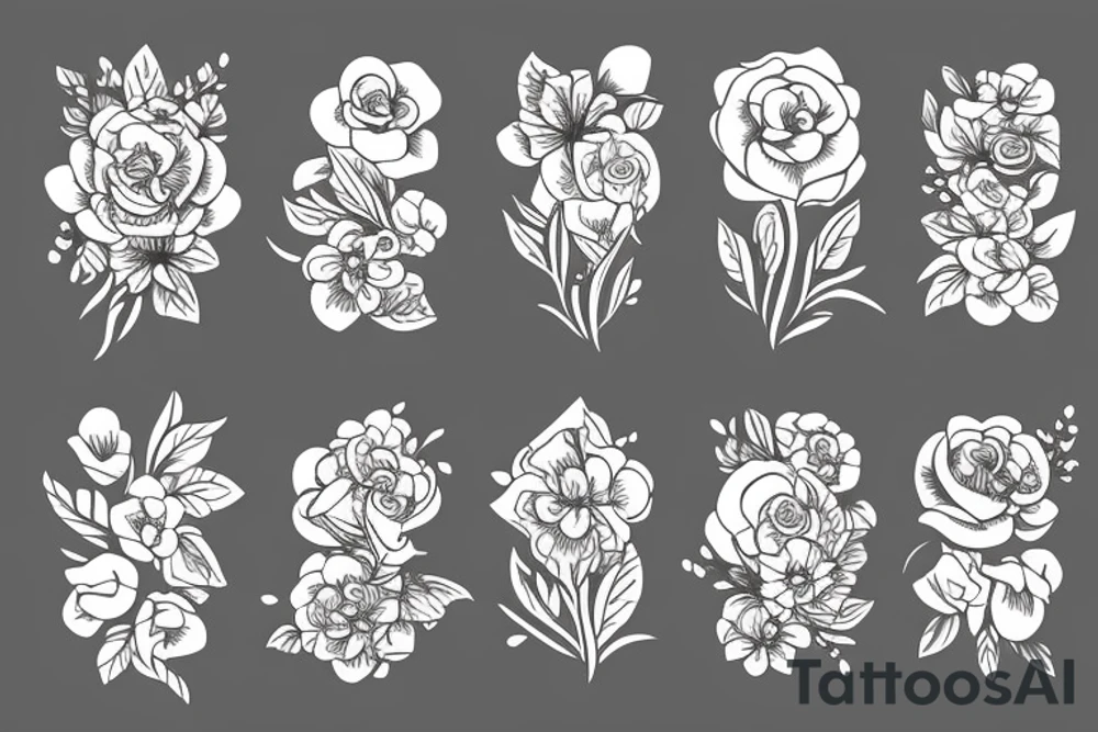 bouquet of flowers tattoo idea