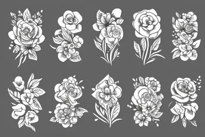 bouquet of flowers tattoo idea