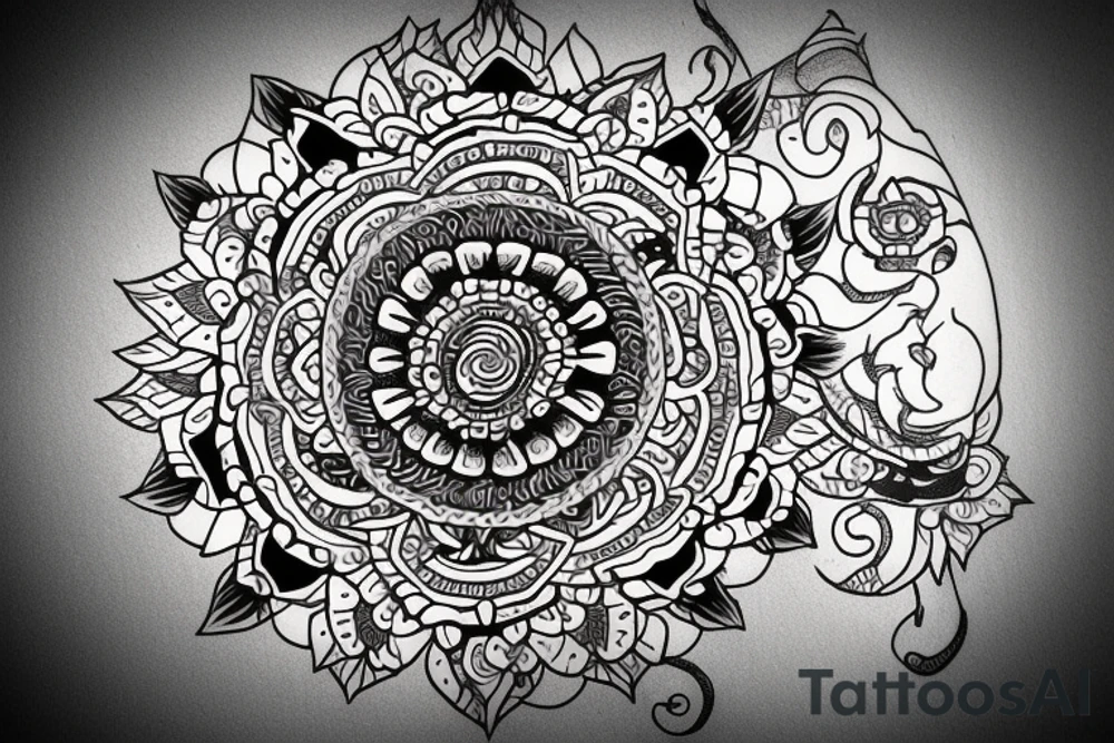 mandalas with samurai tattoo idea