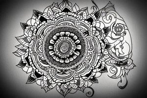 mandalas with samurai tattoo idea