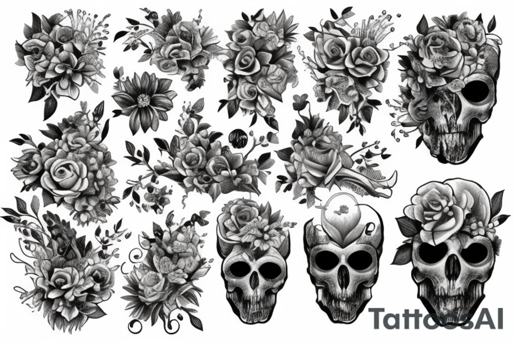 bouquet of flowers tattoo idea