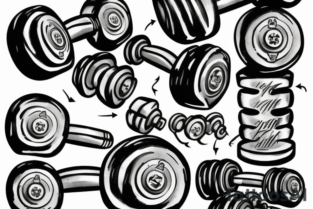 1 Realistic looking 50 pound dumbbell with shadow tattoo idea