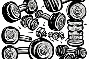 1 Realistic looking 50 pound dumbbell with shadow tattoo idea
