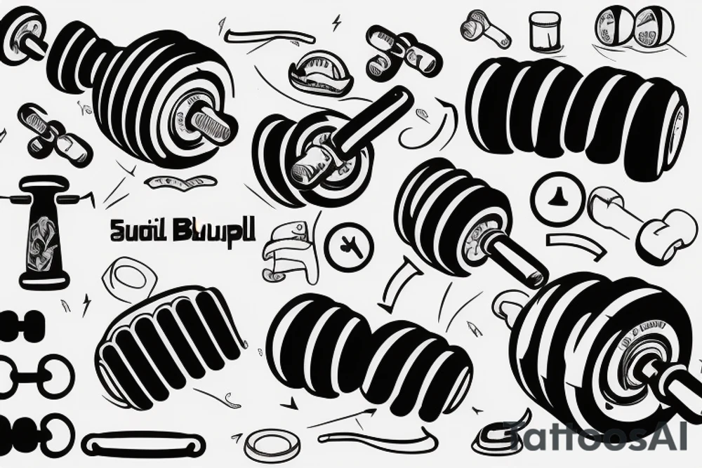 1 Realistic looking 50 pound dumbbell with shadow tattoo idea