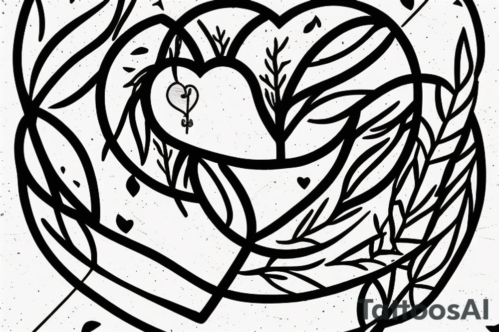 A libra made out of olive branches, with a brain and a heart on each side of the libra tattoo idea