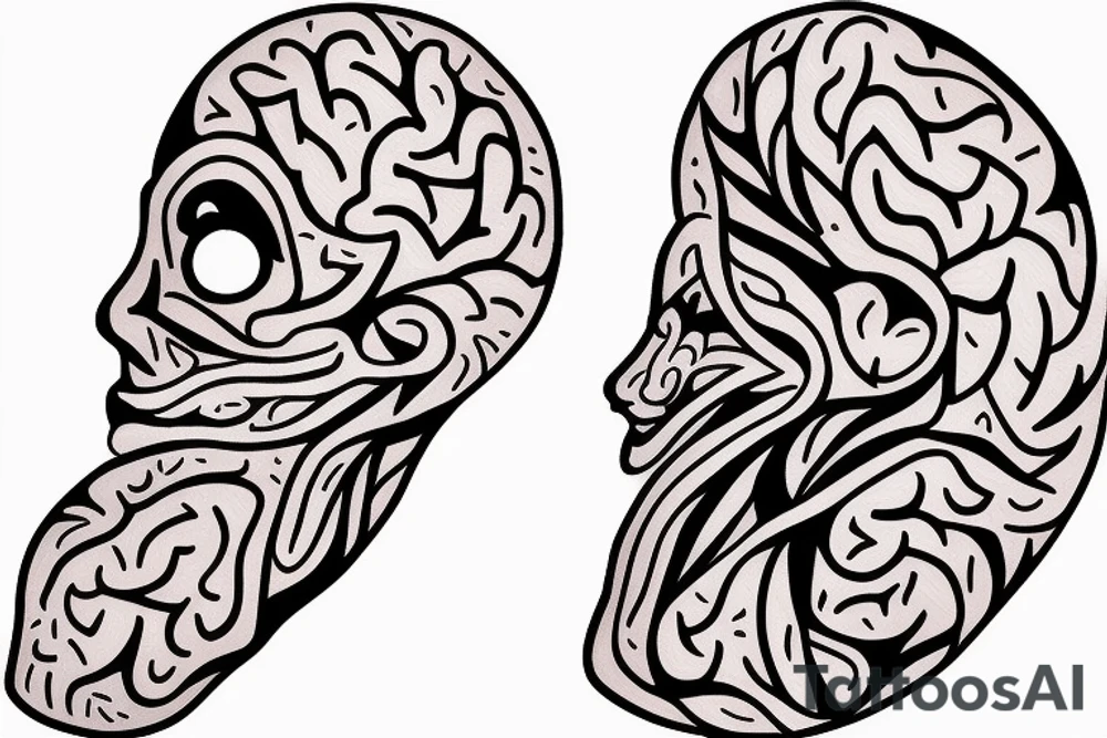A libra with a brain and a heart on each side of the libra tattoo idea