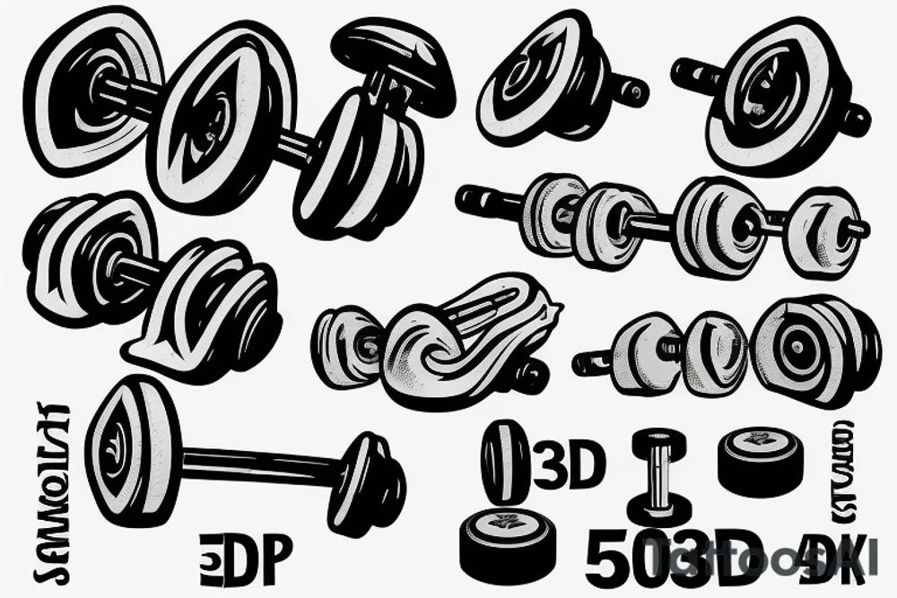 1 Realistic looking 50 pound dumbbell with shadow tattoo idea