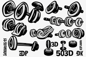 1 Realistic looking 50 pound dumbbell with shadow tattoo idea