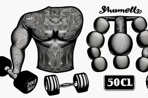 1 Realistic looking 50 pound dumbbell with shadow tattoo idea