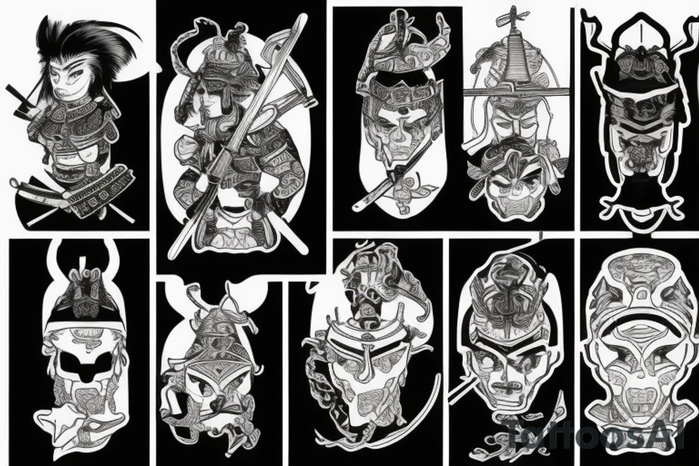 sztylet i samurai tattoo idea