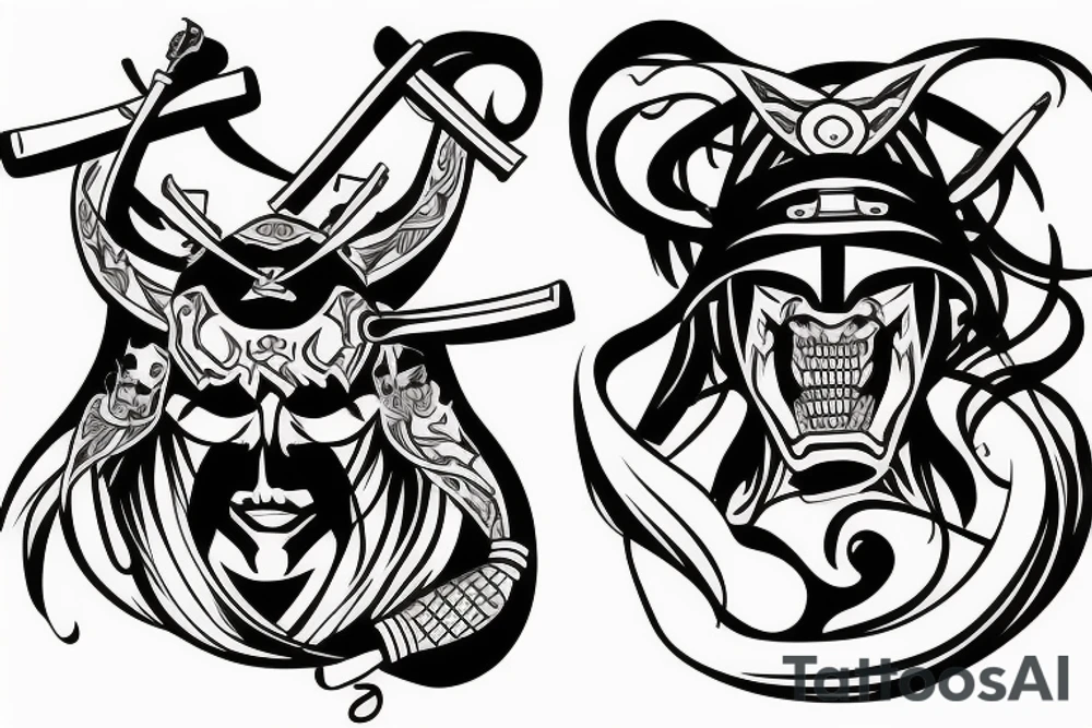 sztylet i samurai tattoo idea