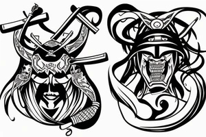 sztylet i samurai tattoo idea