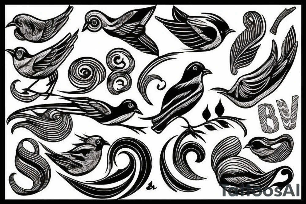 Bird waves tattoo idea