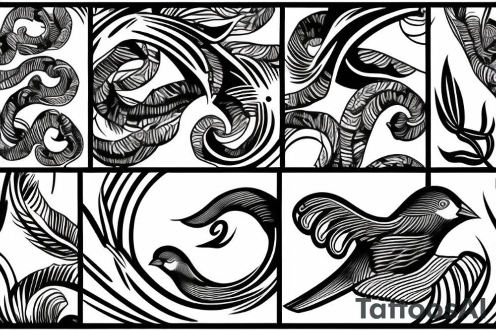 Bird waves tattoo idea