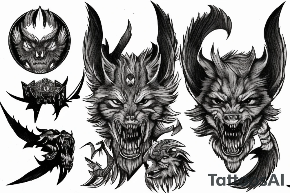 Fenrir fighting Odin tattoo idea