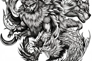 Fenrir fighting Odin tattoo idea
