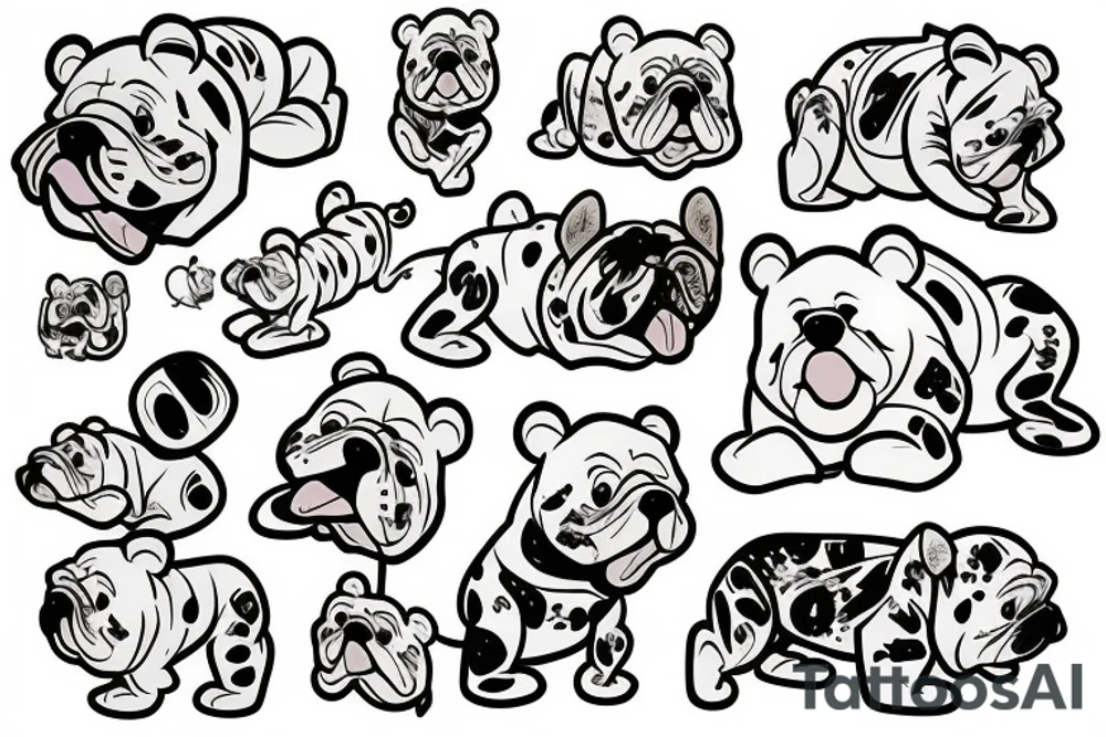 Pooh bear with Bulldog tattoo idea