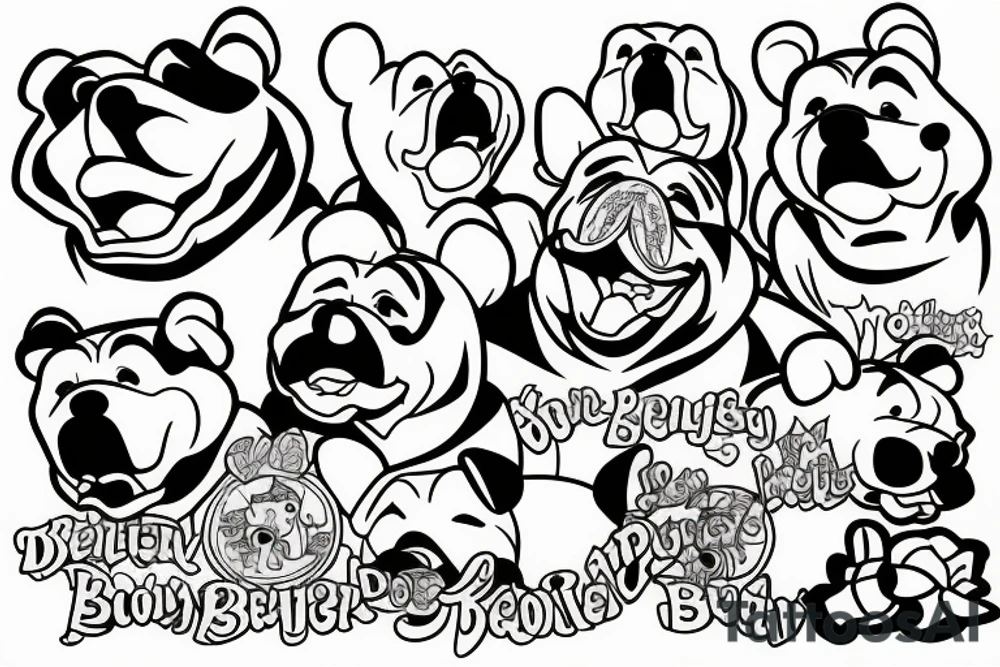 Pooh bear with Bulldog tattoo idea