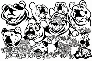 Pooh bear with Bulldog tattoo idea