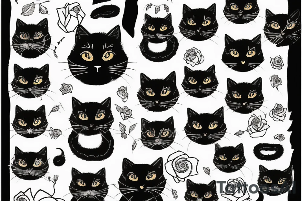 Black cat with rose tattoo idea