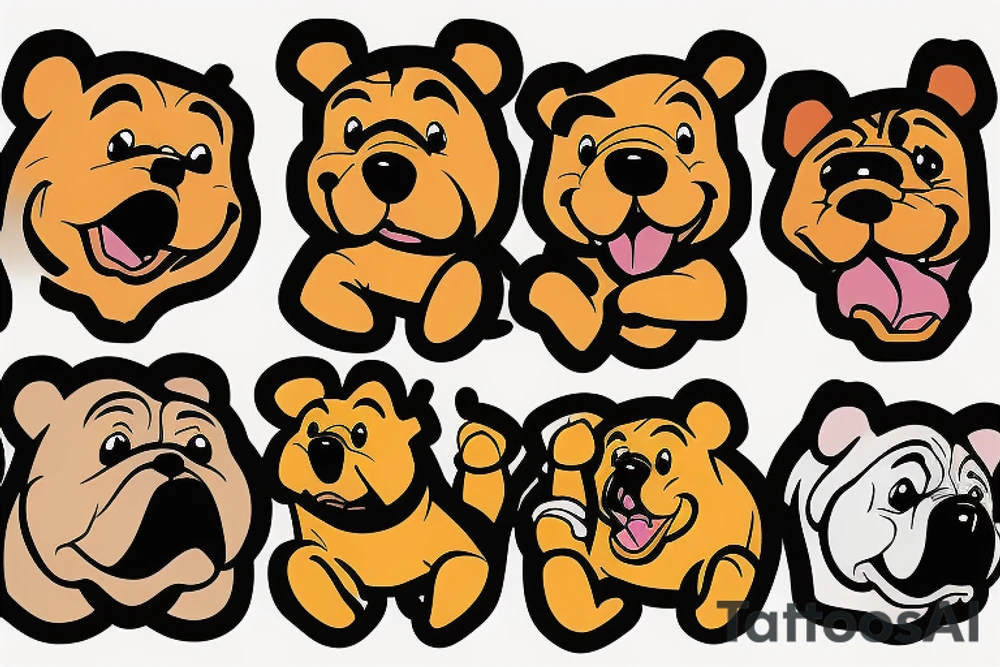 Pooh bear and a Bulldog tattoo idea