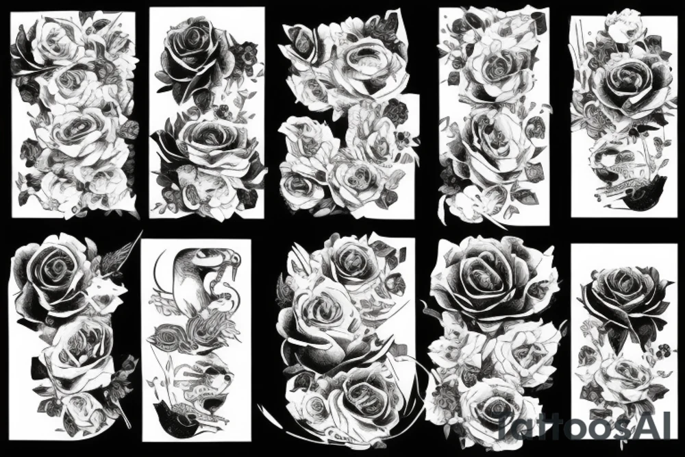 cat with rose tattoo idea