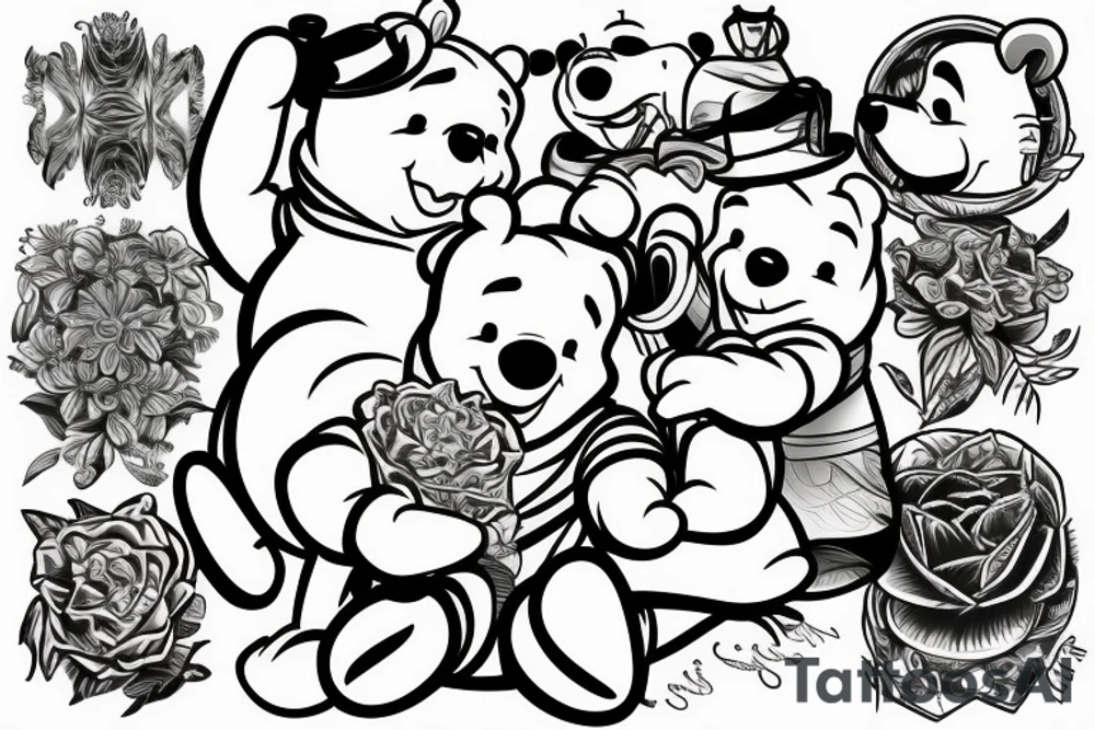 Pooh bear floating away tattoo idea