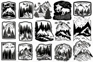 large white dog, mountains and conifers in the background tattoo idea