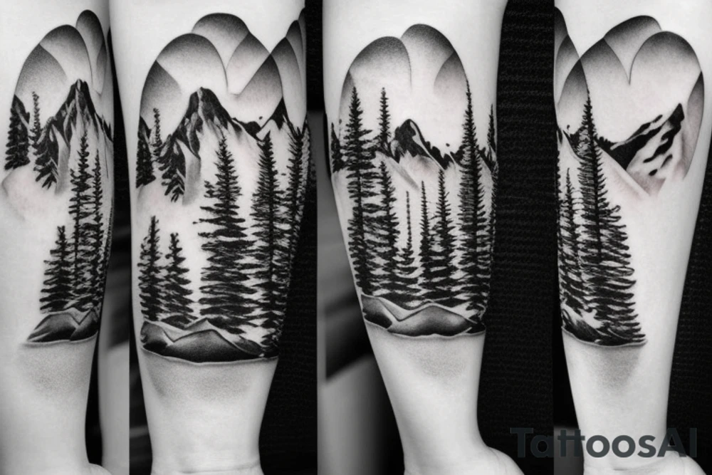 large white dog, mountains and conifers in the background tattoo idea