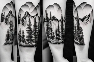 large white dog, mountains and conifers in the background tattoo idea